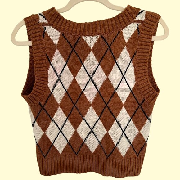 Preppy Knit V-Neck Sweater Vest - Picture 2 of 4